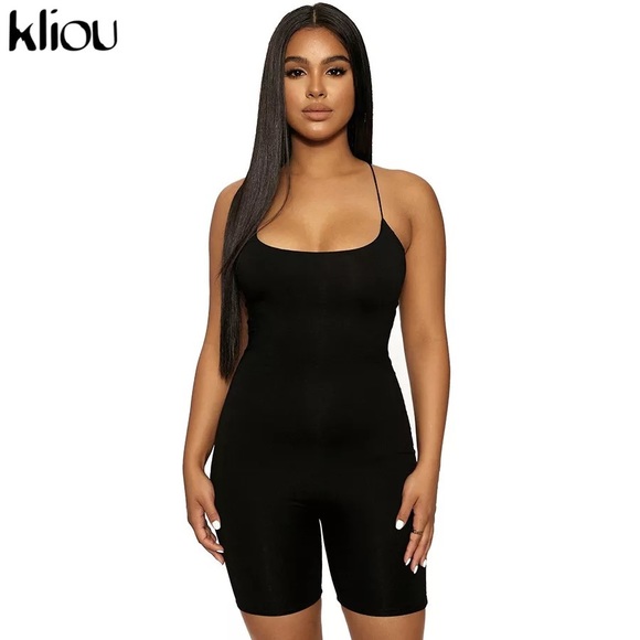 kliou black Skinny Spaghetti Strap Romper - Picture 5 of 5